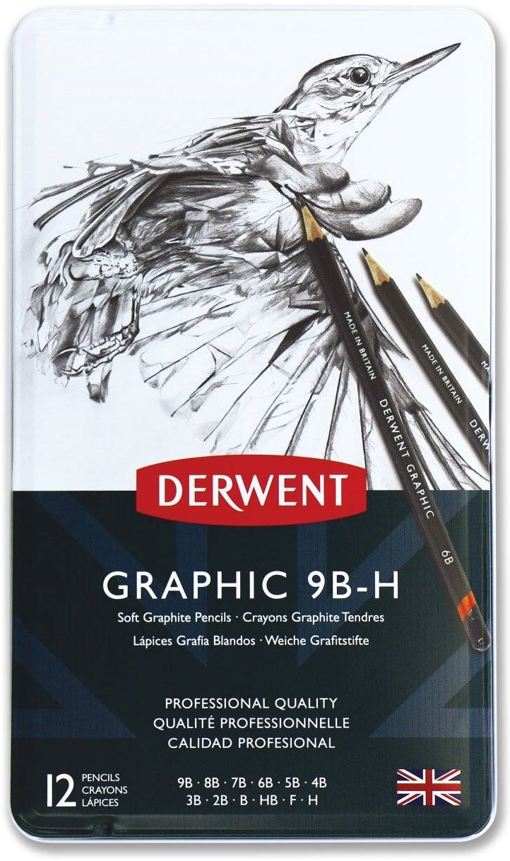 Набор графитных карандашей Graphic Soft 12 шт мягкие в металлической коробке