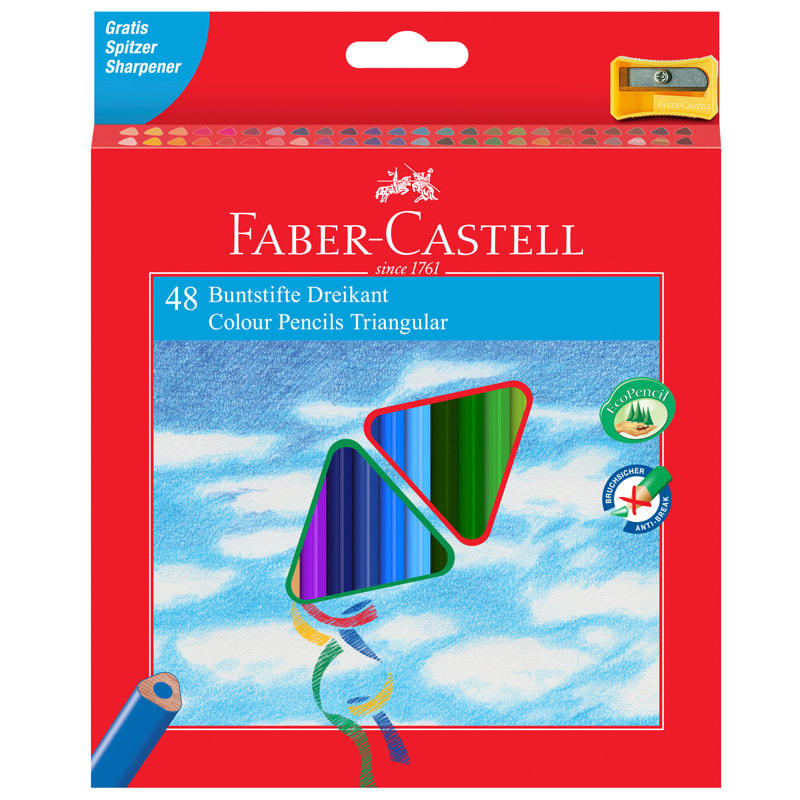 Цветные карандаши Faber Castell ECO с точилкой, набор цветов, в картонной коробке, 48 шт.
