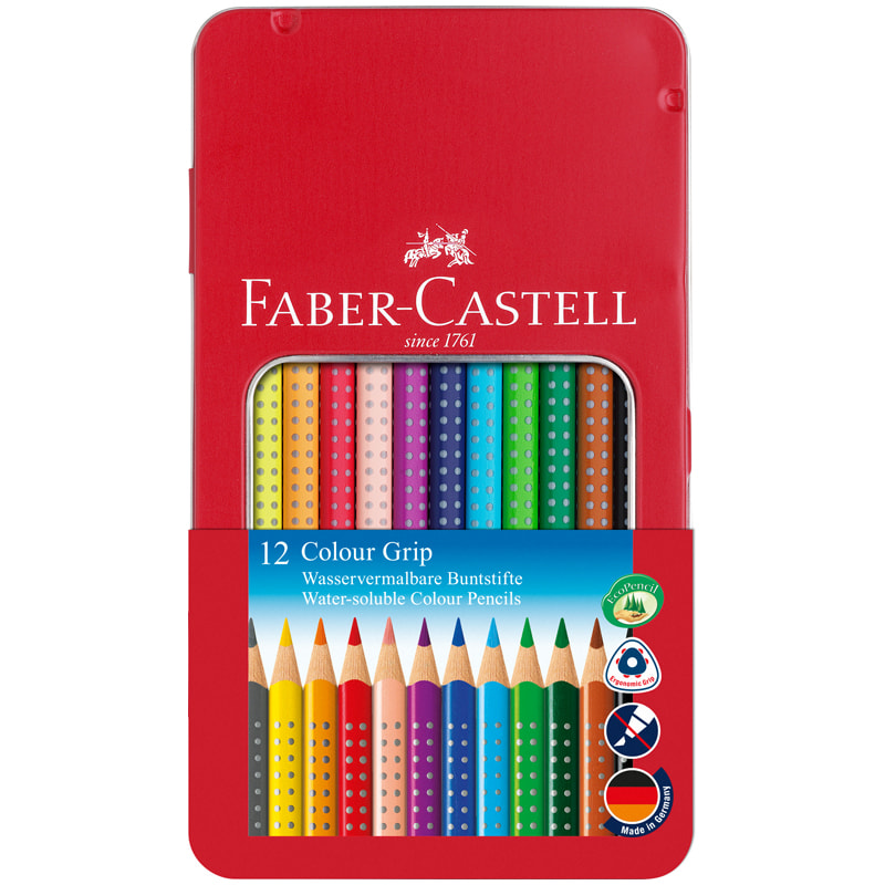 Цветные карандаши Faber Castell GRIP 2001, набор цветов, в металлической коробке, 12 шт.