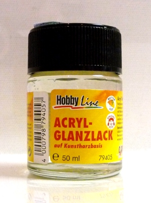 Акриловый бесцветный глянцевый лак Хобби-Лайн на основе синтетических смол, 50мл